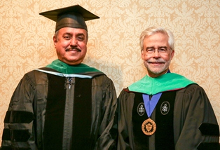Dr. Ramanthan Raju (left) with President Heath